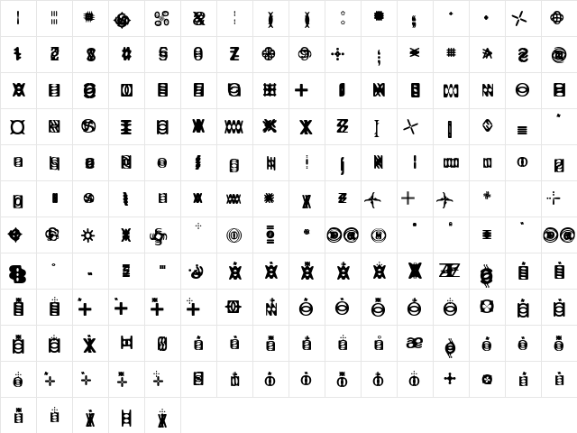 Ritual Two Regular  glyph index