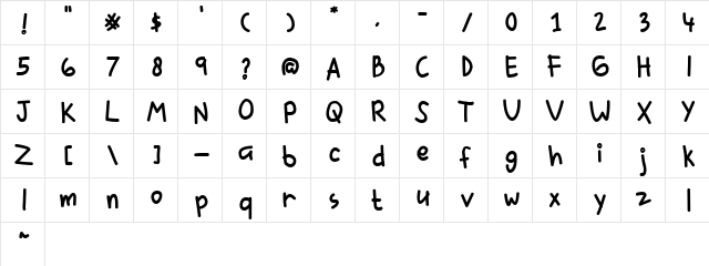 Smiley Cat Regular  glyph index