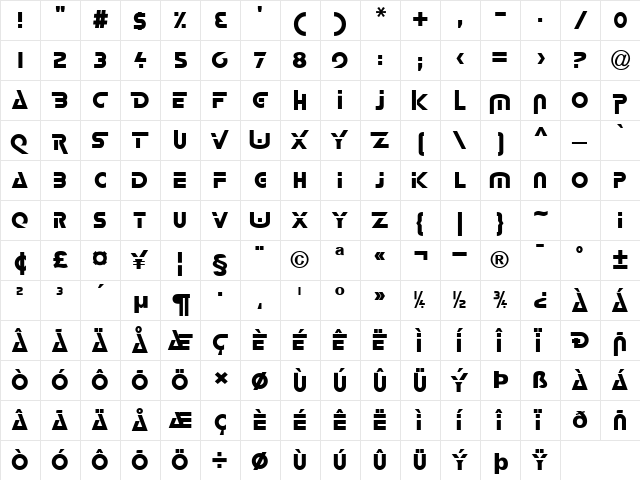 Delta Normal  glyph index