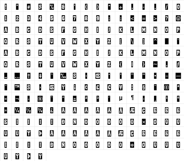 a_KenaCm Regular  glyph index