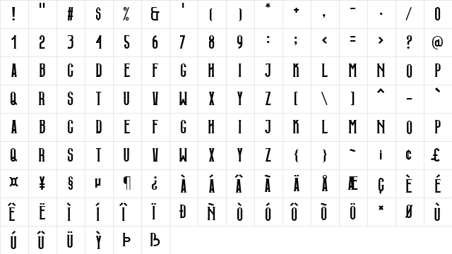 Naonweh Serif  glyph index