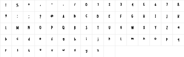 Ginny Regular  glyph index