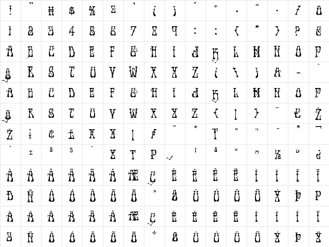 Instant Zen Regular  glyph index