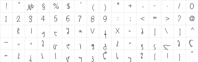 Tamaz Regular  glyph index
