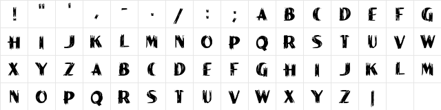 Paint Peel MF Initials  glyph index