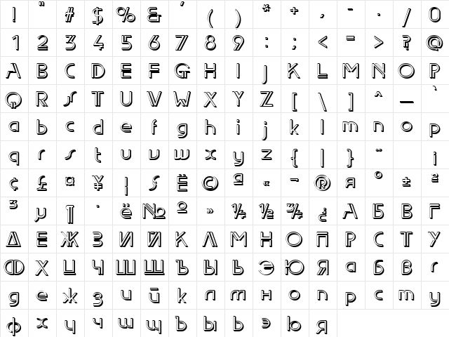EdgeLineShadow Normal  glyph index