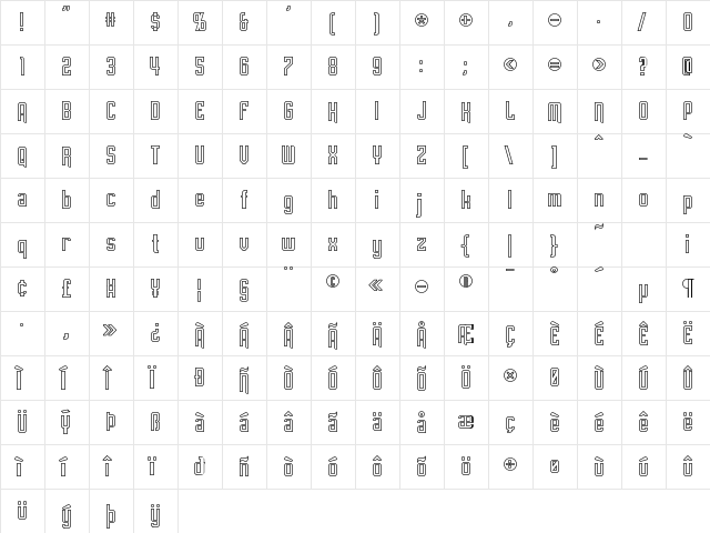 Empanada Outline Regular  glyph index