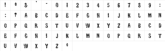 Driftwood67 Regular  glyph index