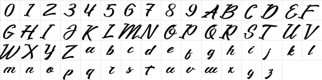 Dugtane Reguler  glyph index