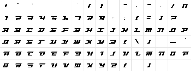Intrepid Regular  glyph index