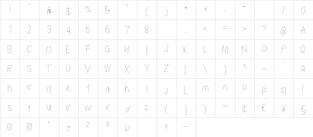 Proton LitCnd  glyph index