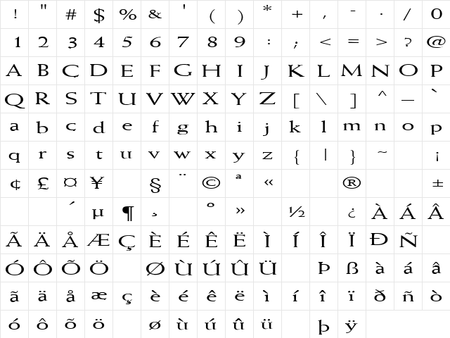 Woman Of The World 7 Regular  glyph index