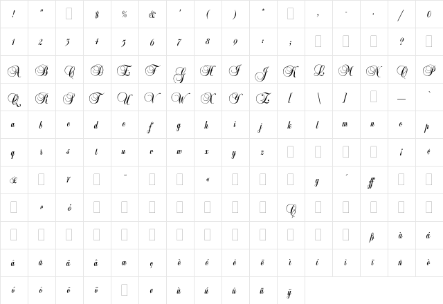 BalmoralPlain Regular  glyph index