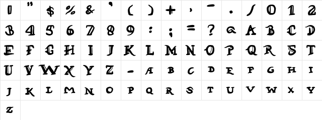 PIRATE VIKING Regular  glyph index