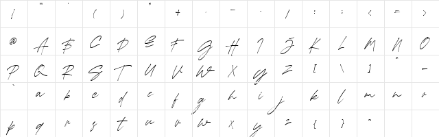 Kallimata Script Regular  glyph index