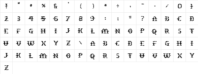 Peatloaf Regular  glyph index