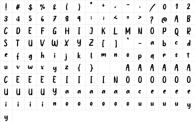 Florida Island Regular  glyph index