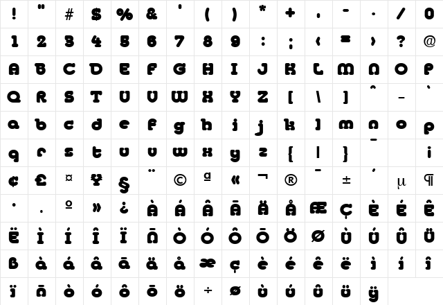 Media-Serial-Heavy Regular  glyph index