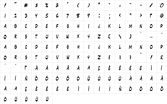 Grimmy Medium  glyph index