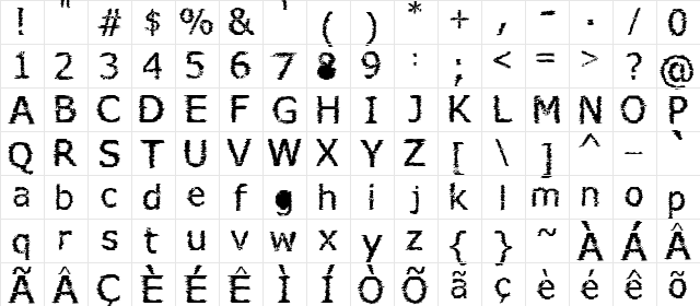 verdana_hand Regular  glyph index