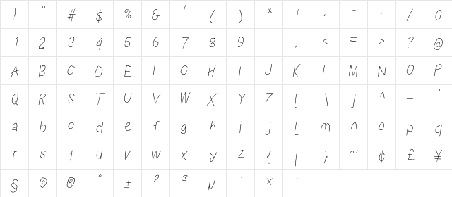 Proton SeBdCndIt  glyph index