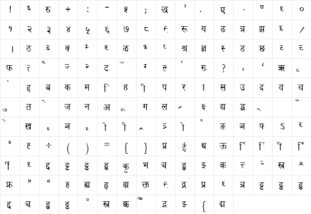 DevLys 020 Bold  glyph index