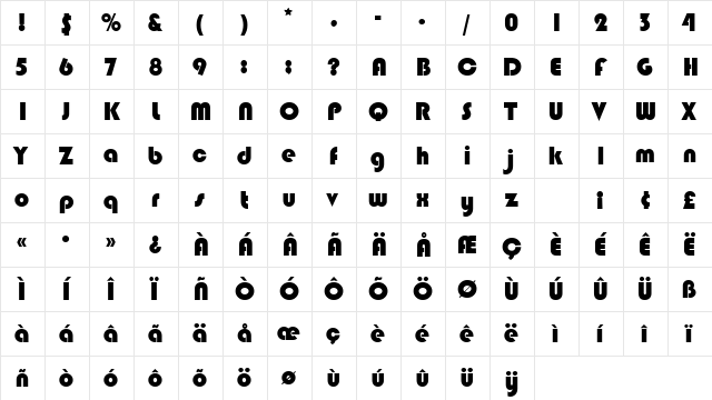 BlippoBlackEF Regular  glyph index