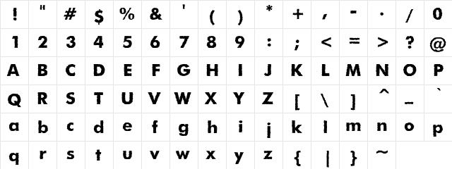 Grunge Fruita Bold Regular  glyph index