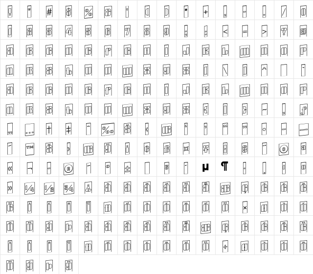 a_GladeCmOtlUp Regular  glyph index