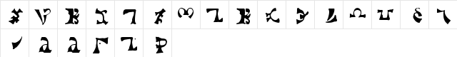 enochian Regular  glyph index