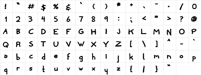 Penny Black Regular  glyph index