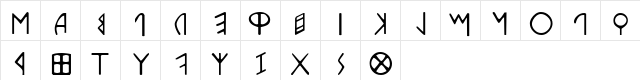 Etruscan Epigraphic Normal  glyph index