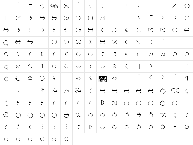 DebevicDeco Regular  glyph index