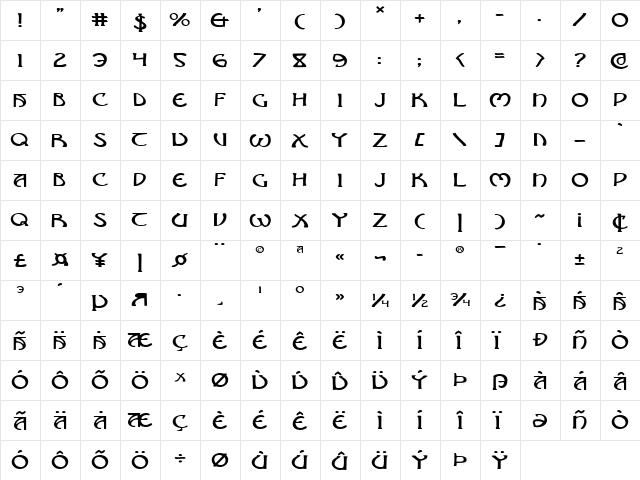 Brin Athyn Expanded Expanded  glyph index