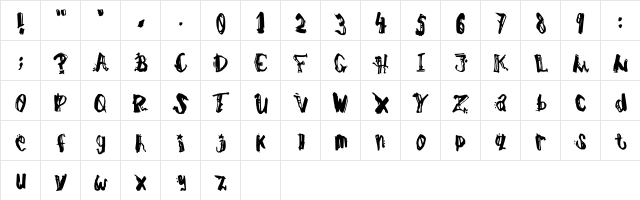 Dadareism Regular  glyph index