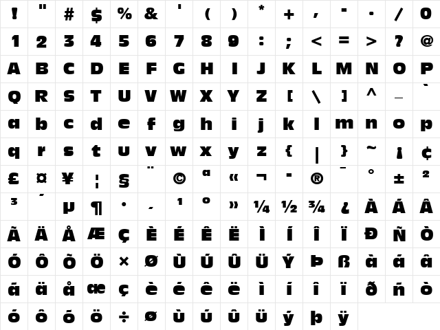 AntiqueOlive LT Compact Regular  glyph index