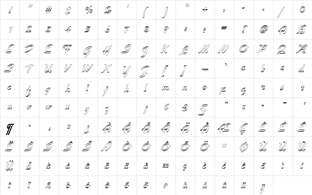 GilliesGotDBolOu1 Regular  glyph index