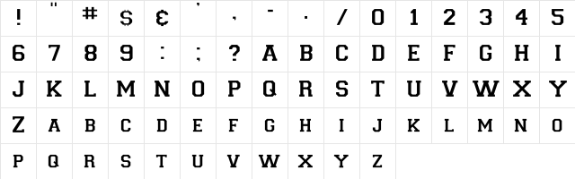 Collegiate-Insi Regular  glyph index