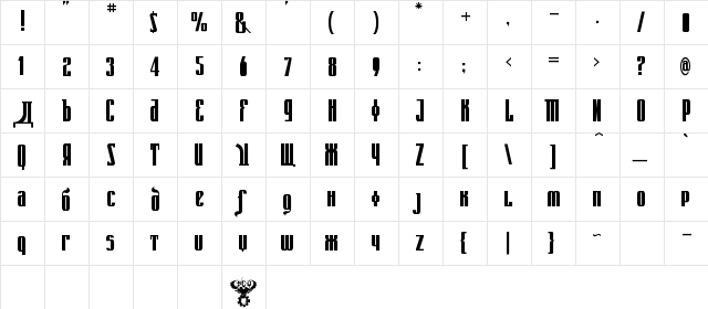 Kremlin Emperor Bold  glyph index