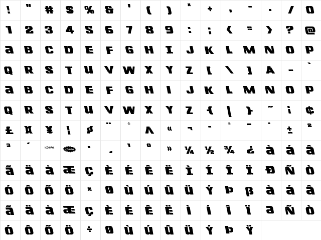 Left Hand Luke Leftalic Italic  glyph index