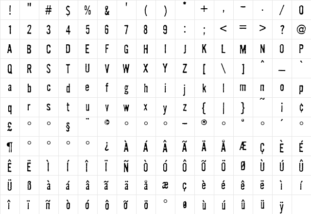 Badhouse Light  glyph index