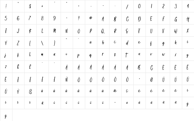 Gook Kitt - Personal Use Regular  glyph index