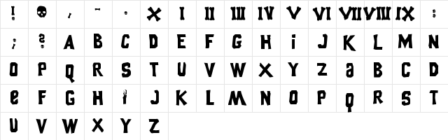 Goonies Regular  glyph index