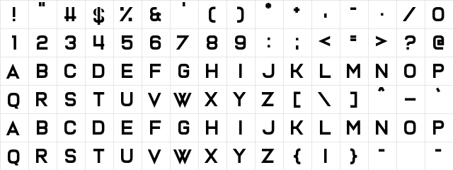Assembled From Scratch Regular  glyph index