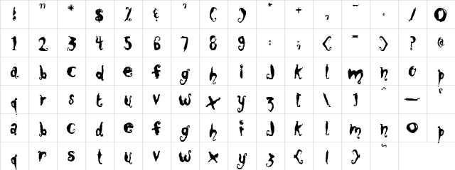 Drench Bubbles Regular  glyph index