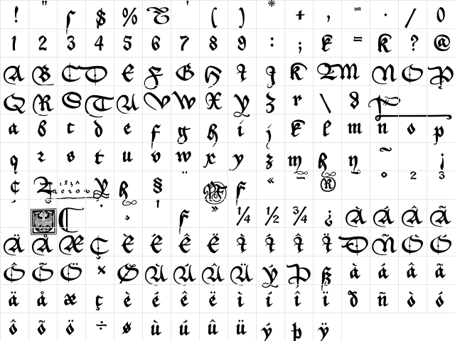 _a e i o u Regular  glyph index