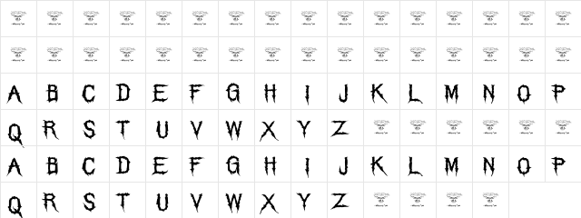 The Grim Raiders Regular  glyph index