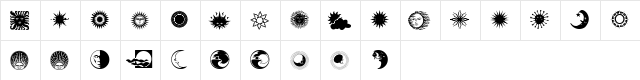 Sun n Moon Regular  glyph index
