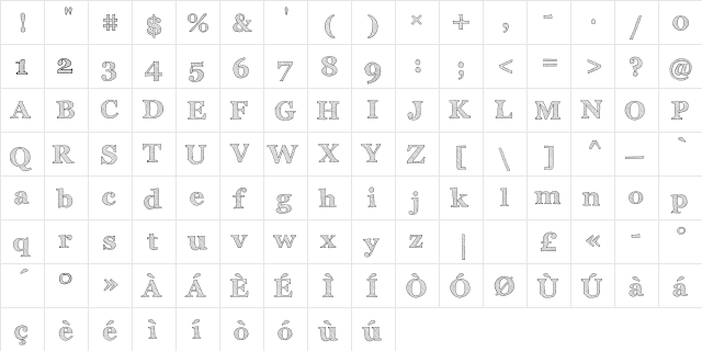 Archistico Normal  glyph index