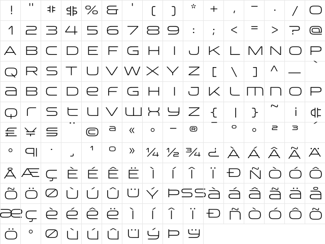 HouseMovements-Runway Regular  glyph index